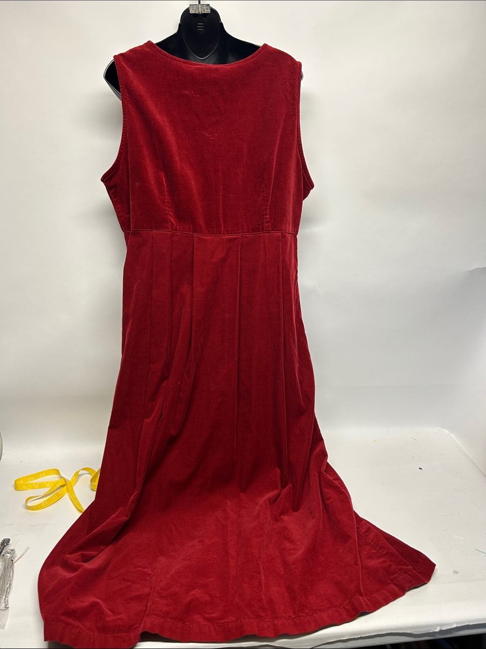 Woolrich Women's Red 100%Cotton Corduroy Dress Button Detail View 5